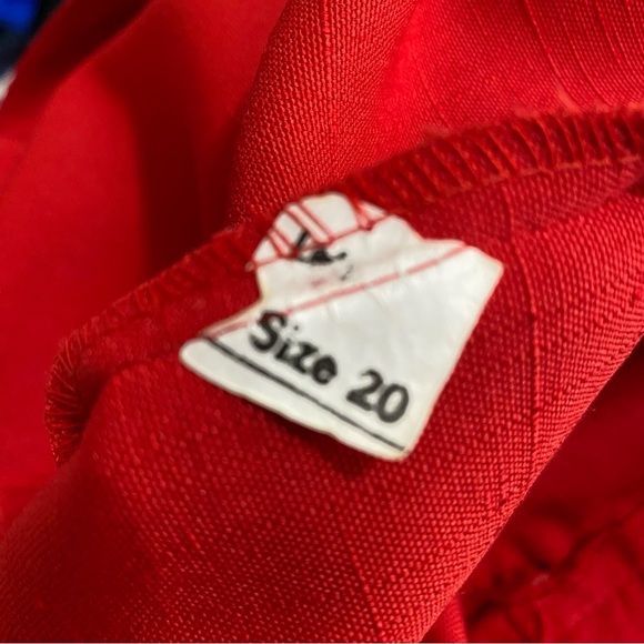 Diana Fay Vintage Classic Red Tea Length Pleated Button Front Skirt - Picture 9 of 9